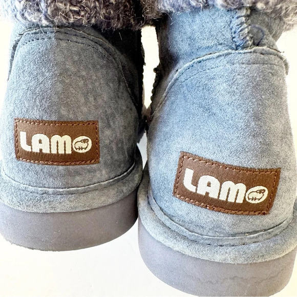 Lamo Blue Suede Sweater Cuff Shearling Boots Women’s Size 12 Warm Winter READ - Picture 6 of 11